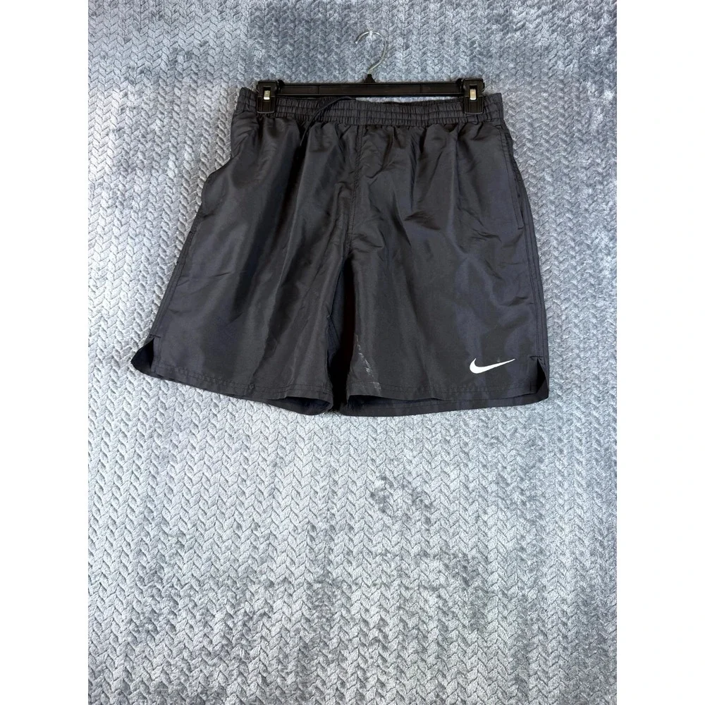 Nike Athletic Shorts Mens Large Black Swoosh Logo Training Gym Wear Drawstring